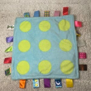 Cong Erle Security Blanket Lovey taggies 10” Blue Polkadot Green